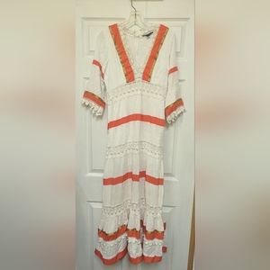 Boston Proper Size 10 crochet accent Maxi beach dress